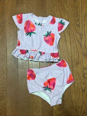 Toddler Girls Two-Piece Strawberry Swim Set — Lavender⭐️ NWOT